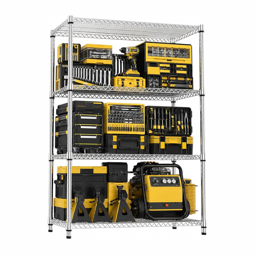 M MZG 4-Shelf Heavy Duty Garage Shelving Wire Adjustable Storage Rack for Kit...