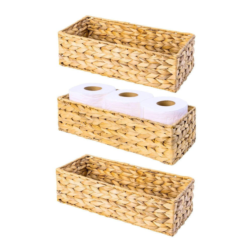 M4DECOR Set of 3 Wicker Toilet Paper Holders – Toilet Tank Basket, Back of To...