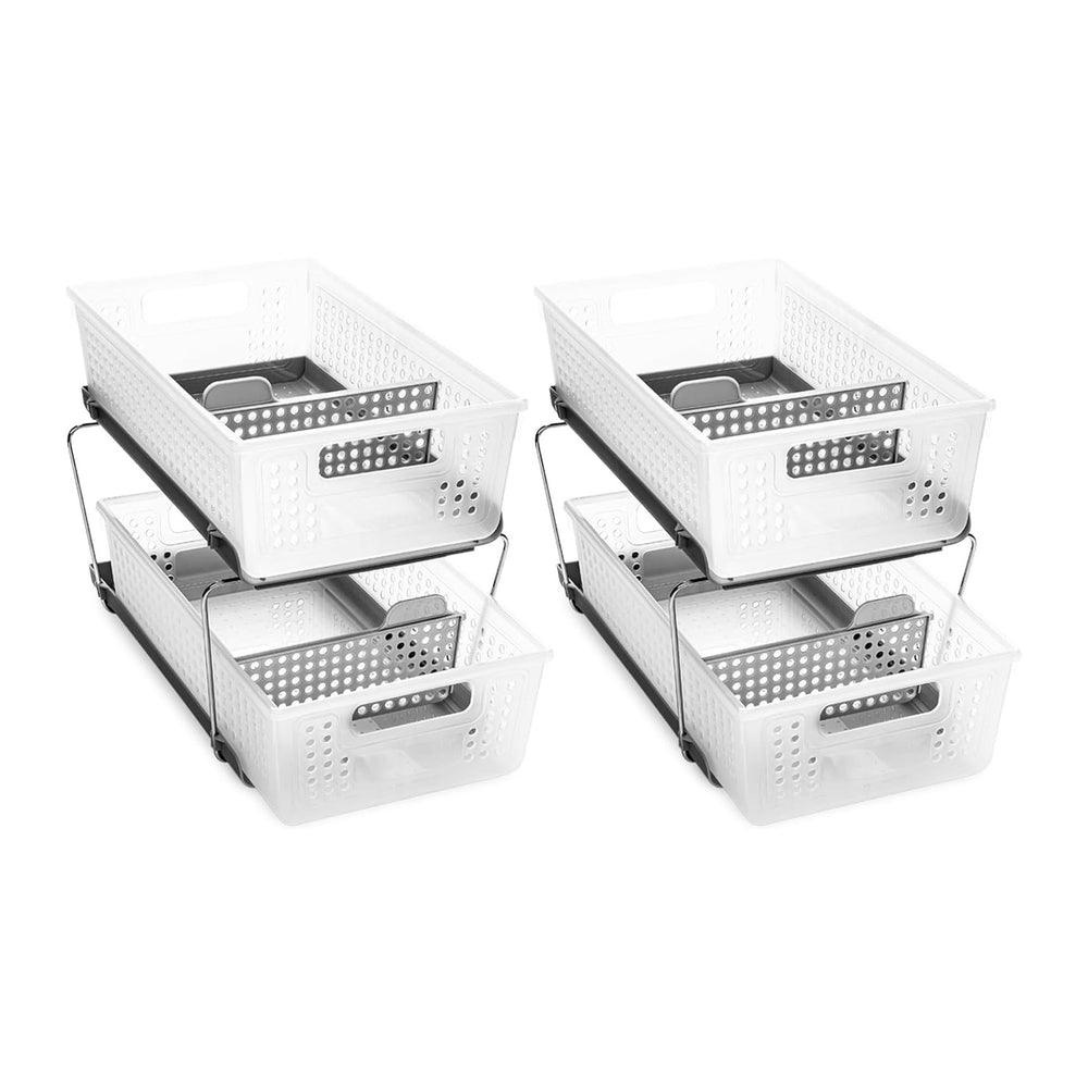 madesmart 2 Tier Organizer, Under Cabinet Storage with Pull Out Sliding Drawe...
