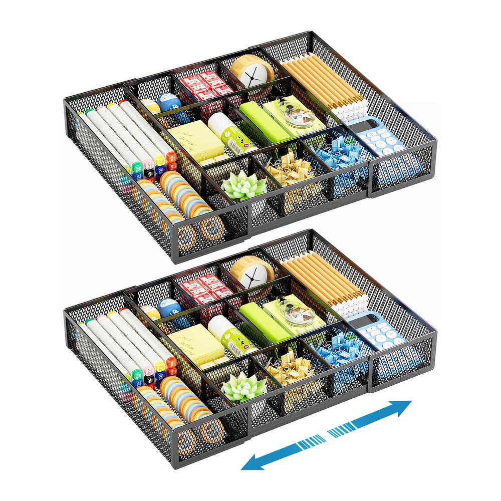 Marbrasse Expandable Desk Drawer Organizer, Mesh Drawer Organizer Tray with 1...