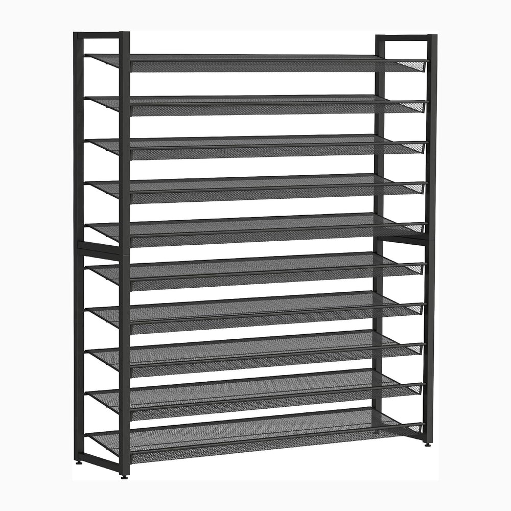 Metal Shoe Rack,Large 10 Tier Shoe Organizer, Heavy Duty Metal 5-Tier Stackab...