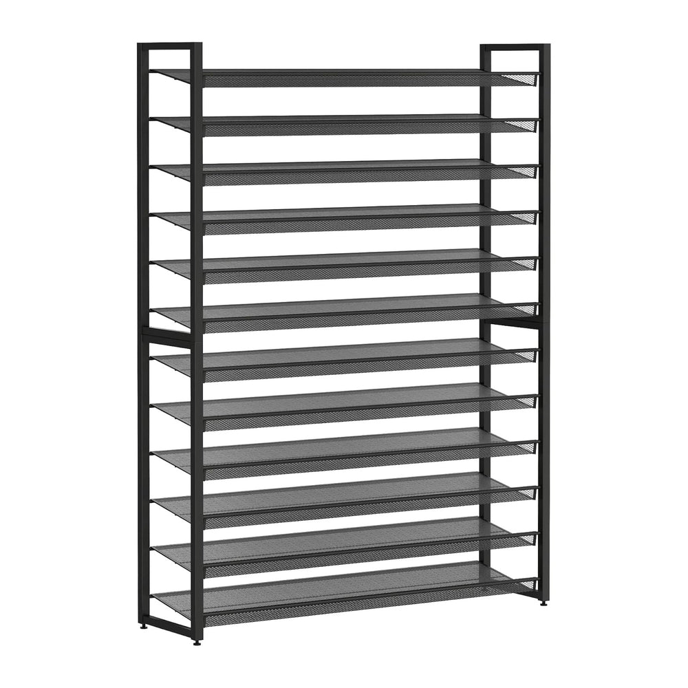 Metal Shoe Rack,Large 12 Tier Shoe Organizer, Heavy Duty Metal 6-Tier Stackab...