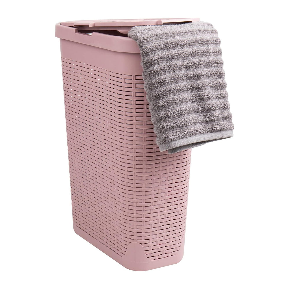 Mind Reader Slim Laundry Hamper with Lid, 40L Clothes Basket, Narrow Tapered ...