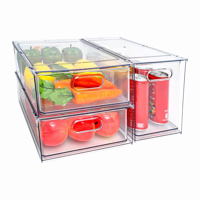 MineSign Stackable Fridge Drawer Pull-Out Bins