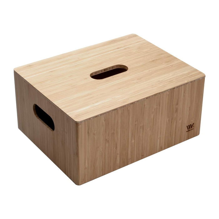 MobileVision Bamboo Storage Box PLUS LID COMBO, 12”x 9”x 6”, Durable Bin w/Handles, For Clothes, Shoes, Arts & Crafts, Closet & Office Shelf