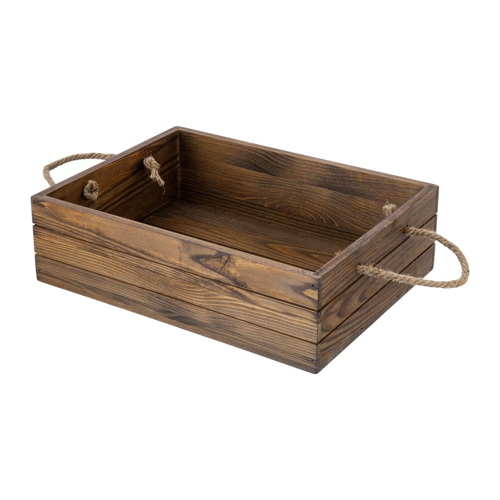 MyGift 15 Inch Rustic Wood Storage Box, Farmhouse Crate with Handles