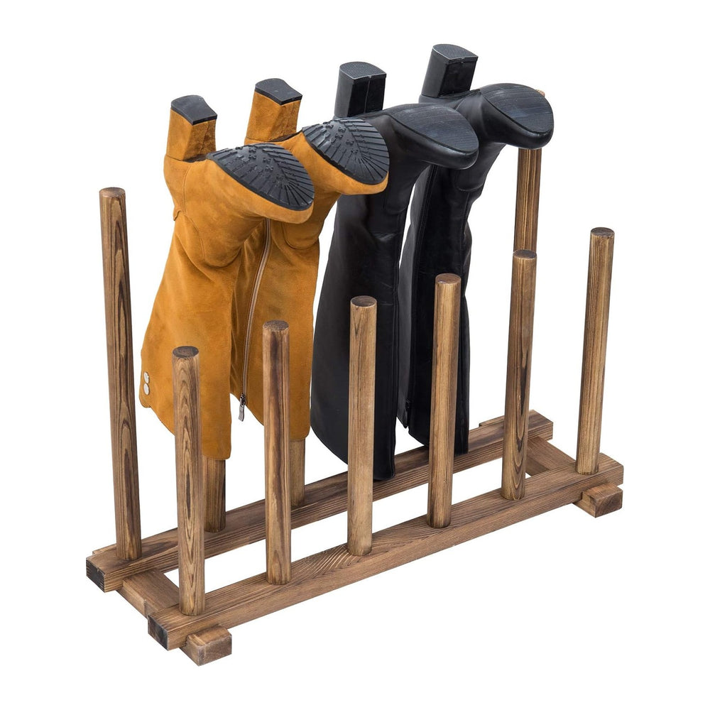 MyGift Rustic Wood Boot Rack Organizer, Floor Standing, Holds 6 Pairs