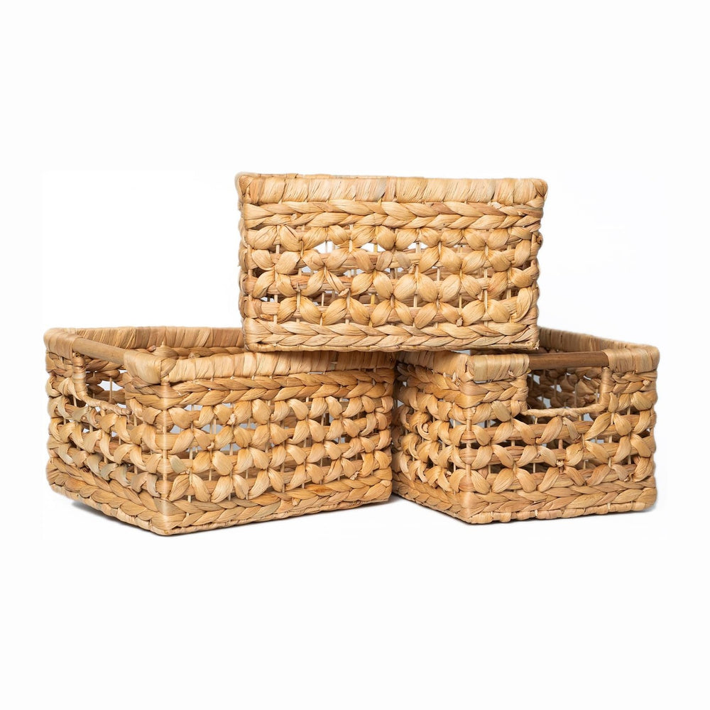 NAYA Set of 3M (11.6"x8,9"x6,9") Water Hyacinth Shelf Storage ...