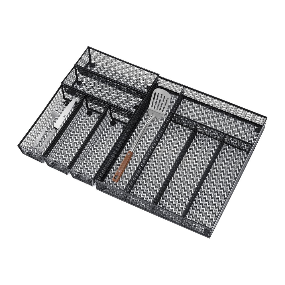 Neudeco Drawer Organizer Set, Black Mesh, 6 Pack
