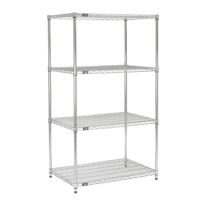 Nexel 18" x 30" x 63", 4 Tier Adjustable Wire Shelving Unit, NSF Listed Commercial Storage Rack, Chrome Finish, leveling feet