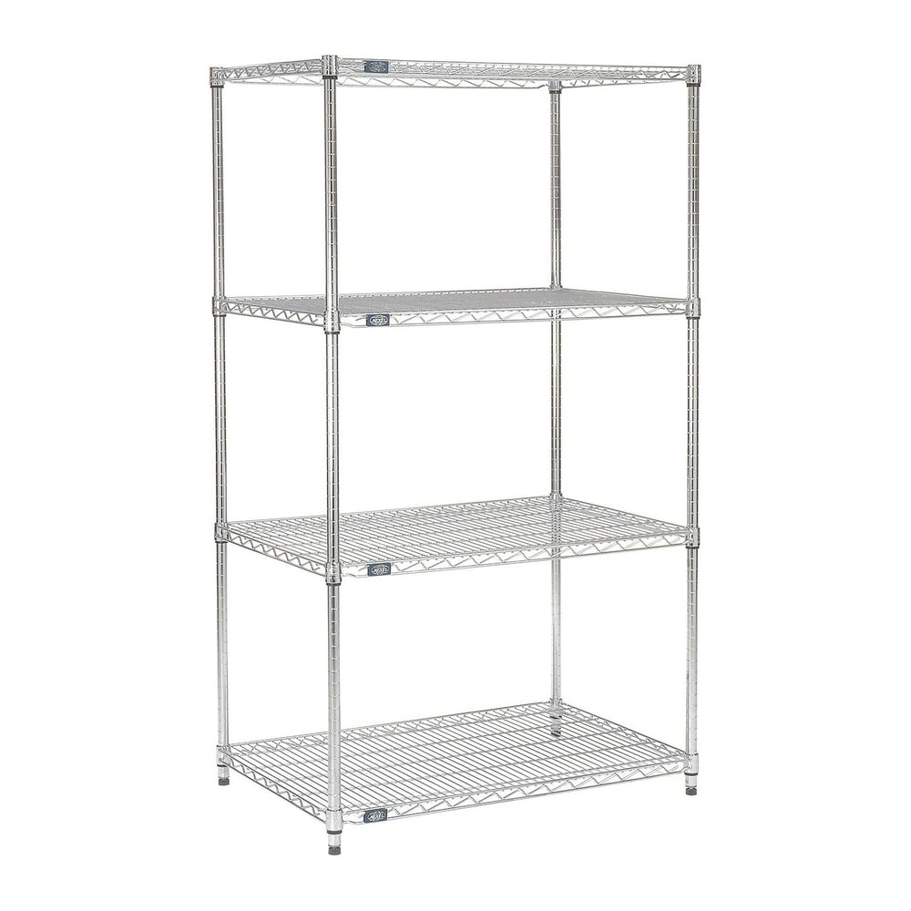 Nexel 18" x 48" x 63", 4 Tier Adjustable Wire Shelving Unit, N...