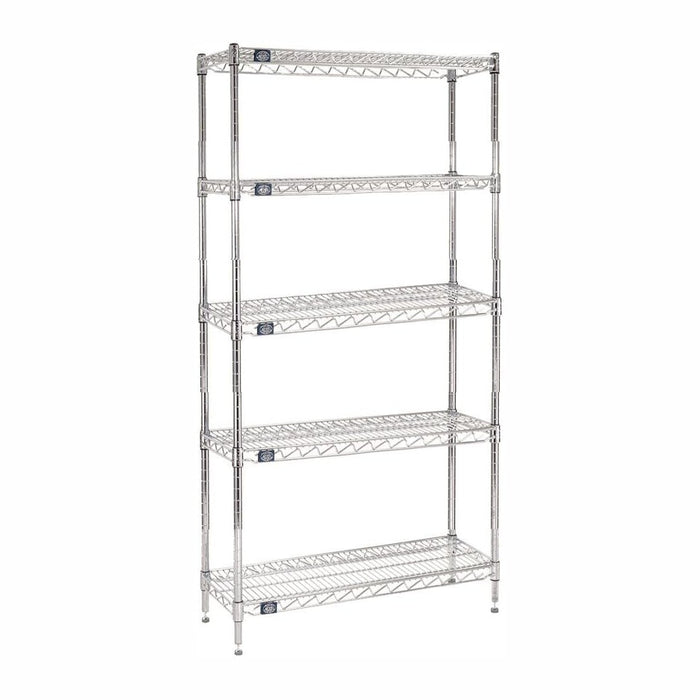 Nexel - 24" x 30" x 86", 5 Tier, NSF Listed Adjustable Wire Shelving, Unit Commercial Storage Rack, Chrome, Leveling feet