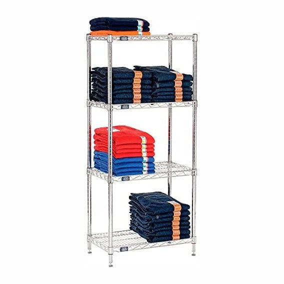 Nexel Adjustable Wire Shelving Unit, 4 Tier, Commercial Dry Storage Rack, 14&...