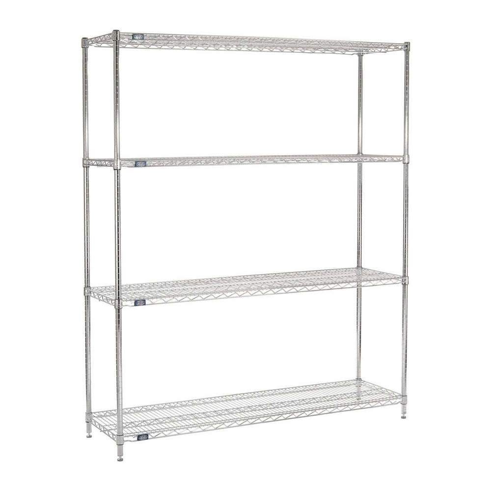 Nexel Adjustable Wire Shelving Unit, 4 Tier, Commercial Dry Storage Rack, 18&...