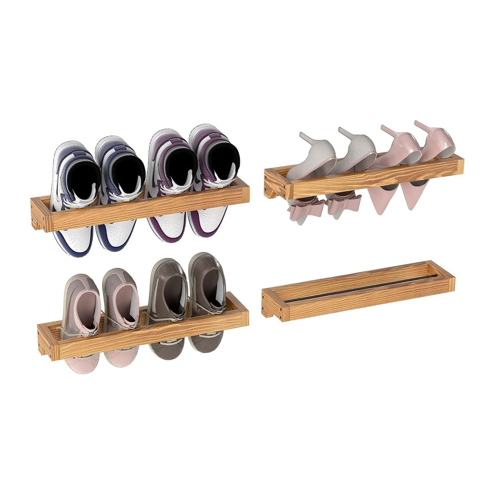 Nisorpa 20 Inch Rustic Burnt Wood Hanging Shoe Rack, Set of 4