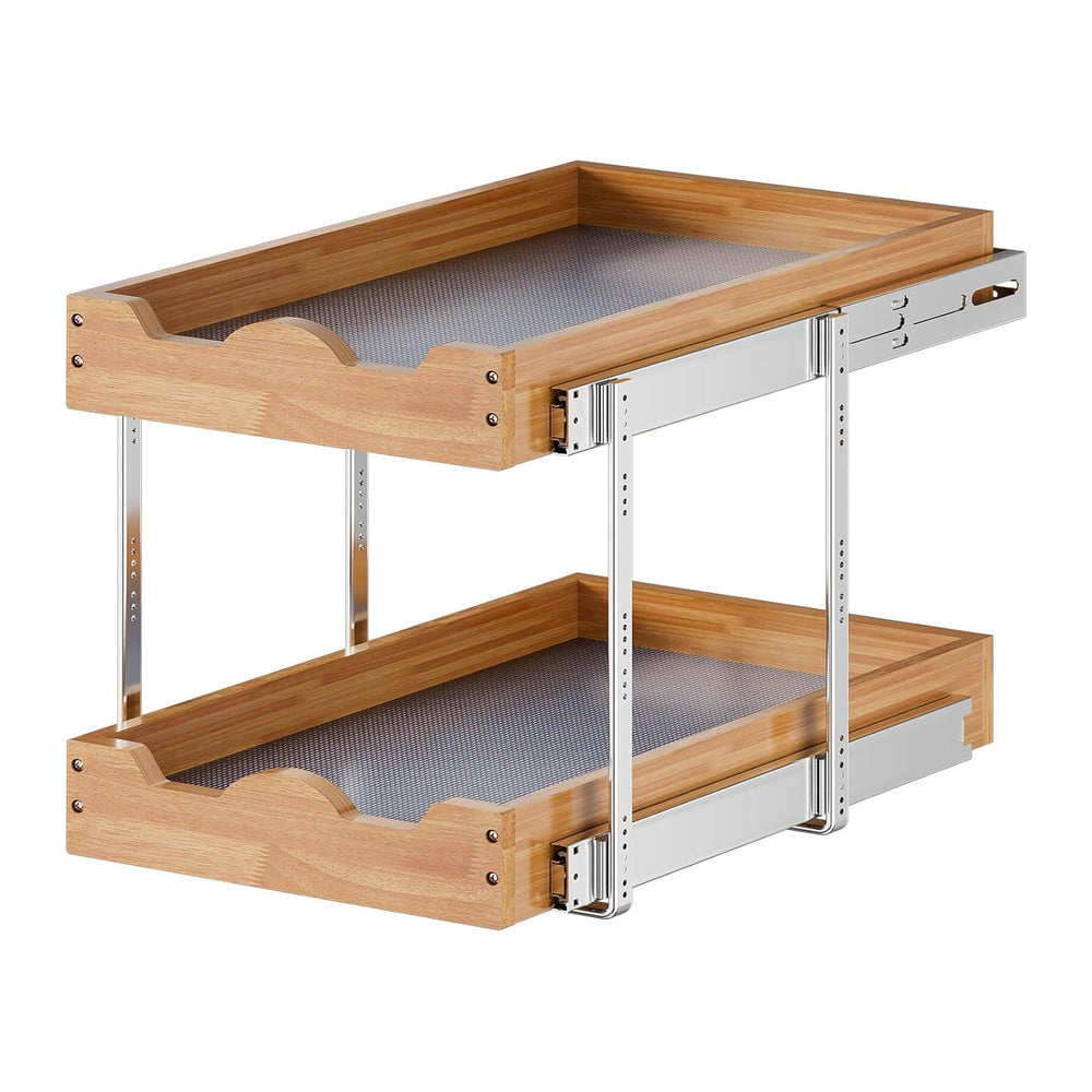 OCG Pull Out Drawers For Cabinets 14"W x 21"D, 2 Tier Heavy-Duty Sl...