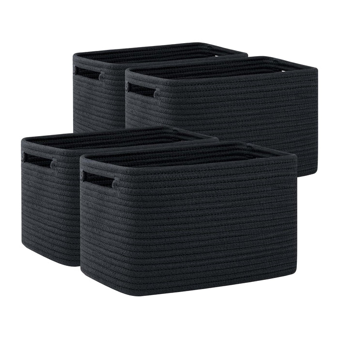 OIAHOMY 4 Pack Storage Baskets for Organizing 24L Cube Storage Bins Black
