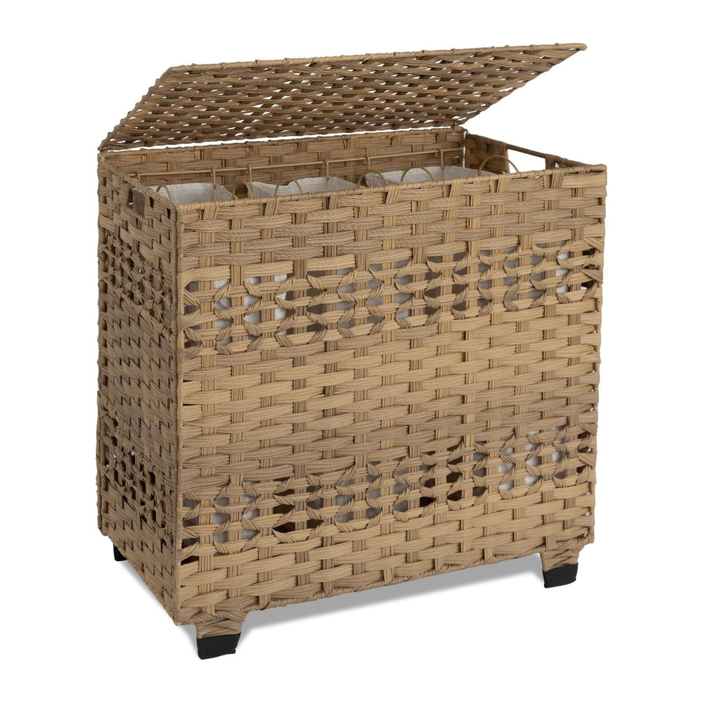 OIAHOMY Laundry Hamper with Lid, 140L Clothes Hamper with 3 Removable Liner B...