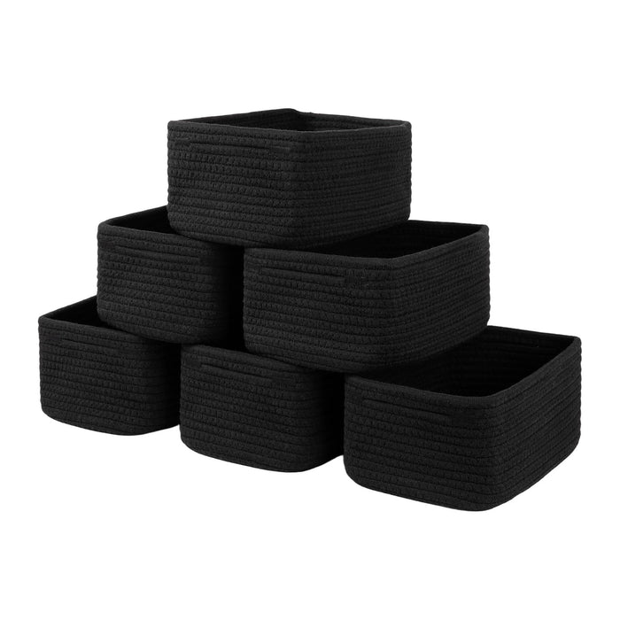 OIASKET 6 Pack Storage Baskets for Shelves, Small Baskets for Shelves, Cute Decorative Storage Bins, Organizer Basket for Gifts Empty, 11.8''Lx7.8''Wx4.7''H-Black