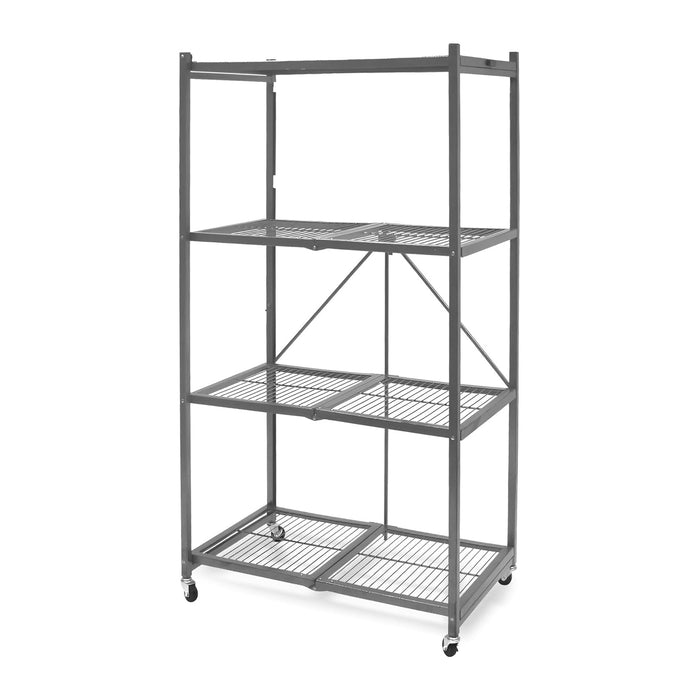 Origami R5 Series Foldable 4-Tier Heavy-Duty Steel Storage Rack, Pewter