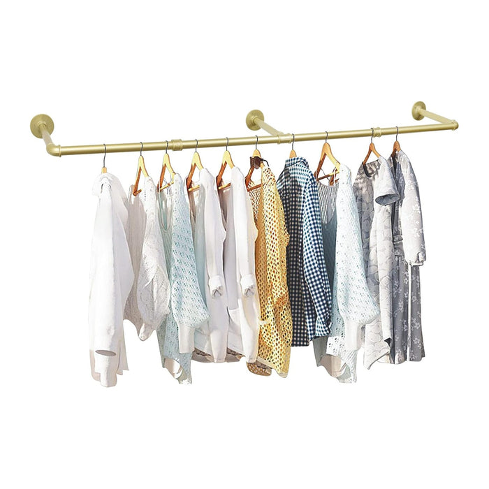 Oroonoko 72inch Gold Wall Mounted Clothes Rack, Industrial Pipe Garment Rack Hanging Rod Bar for Closet Storage,Laundry Room Up to Max Load 132lbs(Gold)