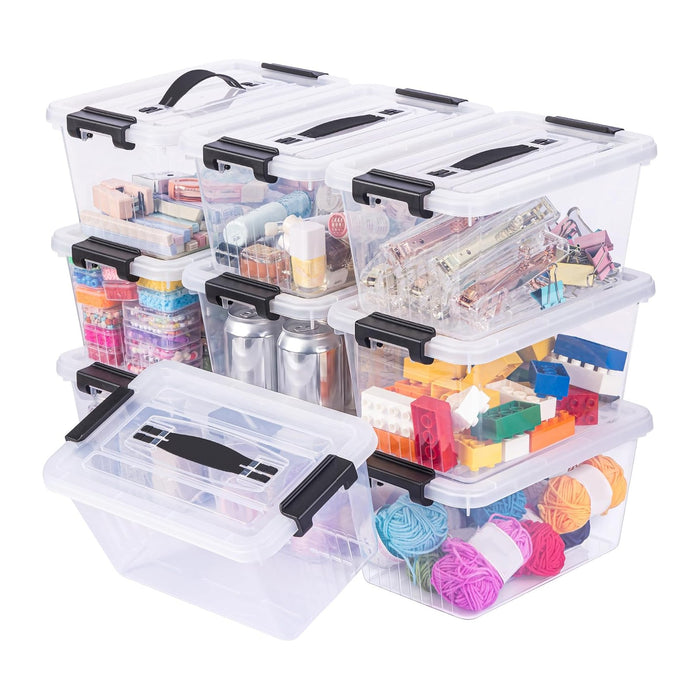 OUTUXED Storage Bins with Lids 10 Pack 7Qt Clear Stackable Containers Boxes
