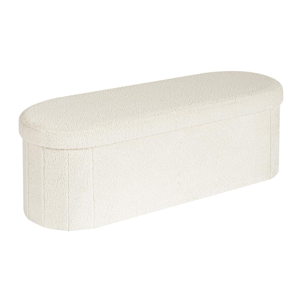 PINPLUS Storage Ottoman Bench Tufted Oval Ottomans Bench Foot Rest, Chest Box...