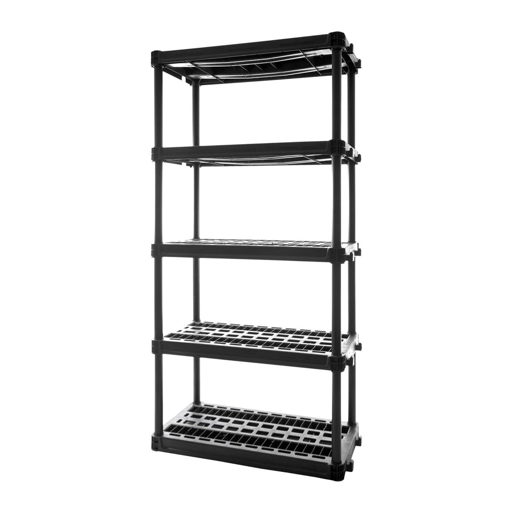 Plano 5-Shelf Plastic Storage Shelves, 73” x 36” x 18”, 750lb Capacity, Pantr...