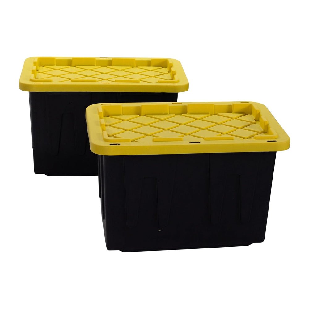 Plastic 23-Gallon Storage Tote with Lockable Lid, Stackable Tough Regular-Dut...