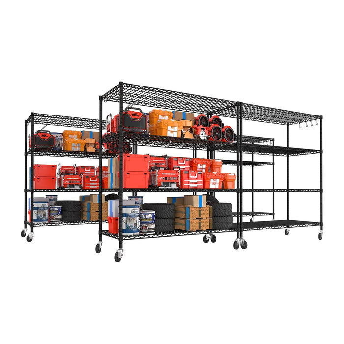 PrimeZone 55.5" Wx24 x80 Heavy Duty Metal Wire Storage Shelving with Wheels