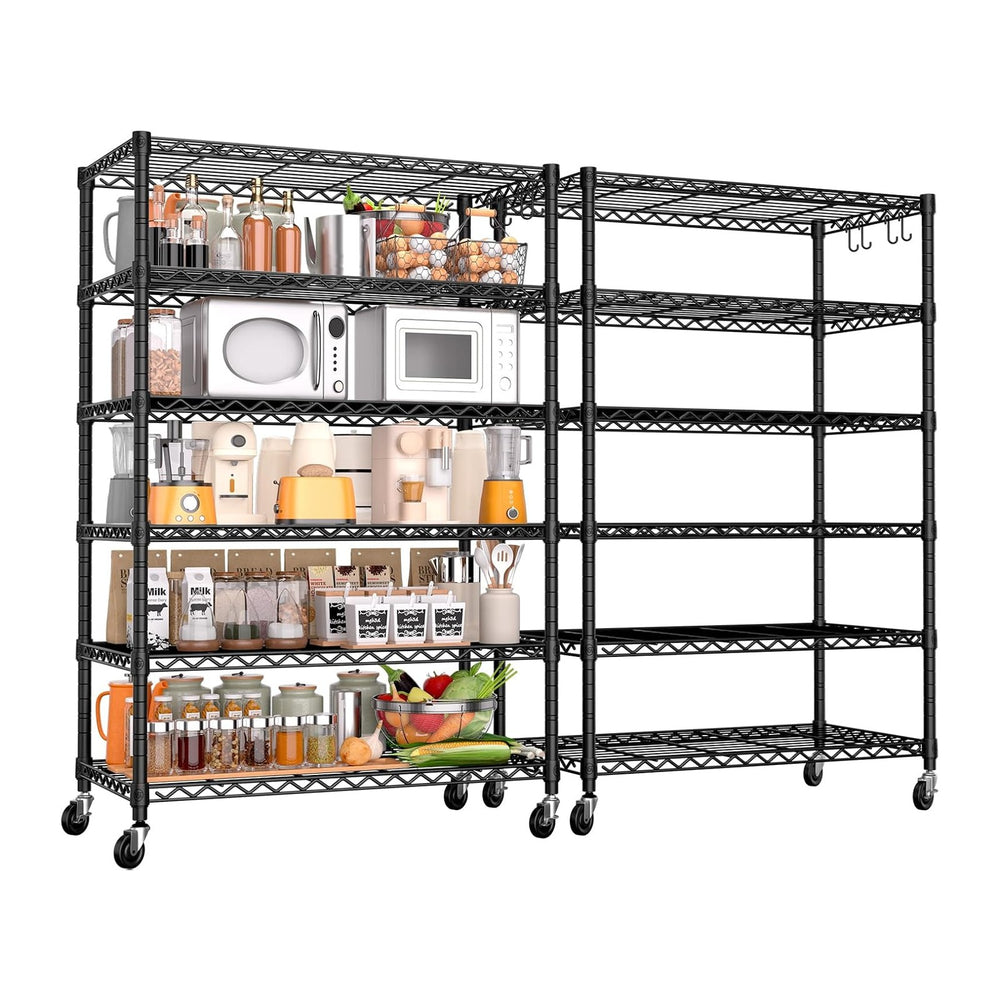 PrimeZone 6 Tier 36" W X 18" D X 78" H Wire Shelving with Whee...