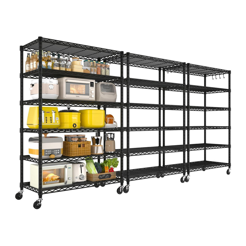 PrimeZone 6 Tier Wire Shelving with Wheels 79''H 1500lbs Storage Shelves