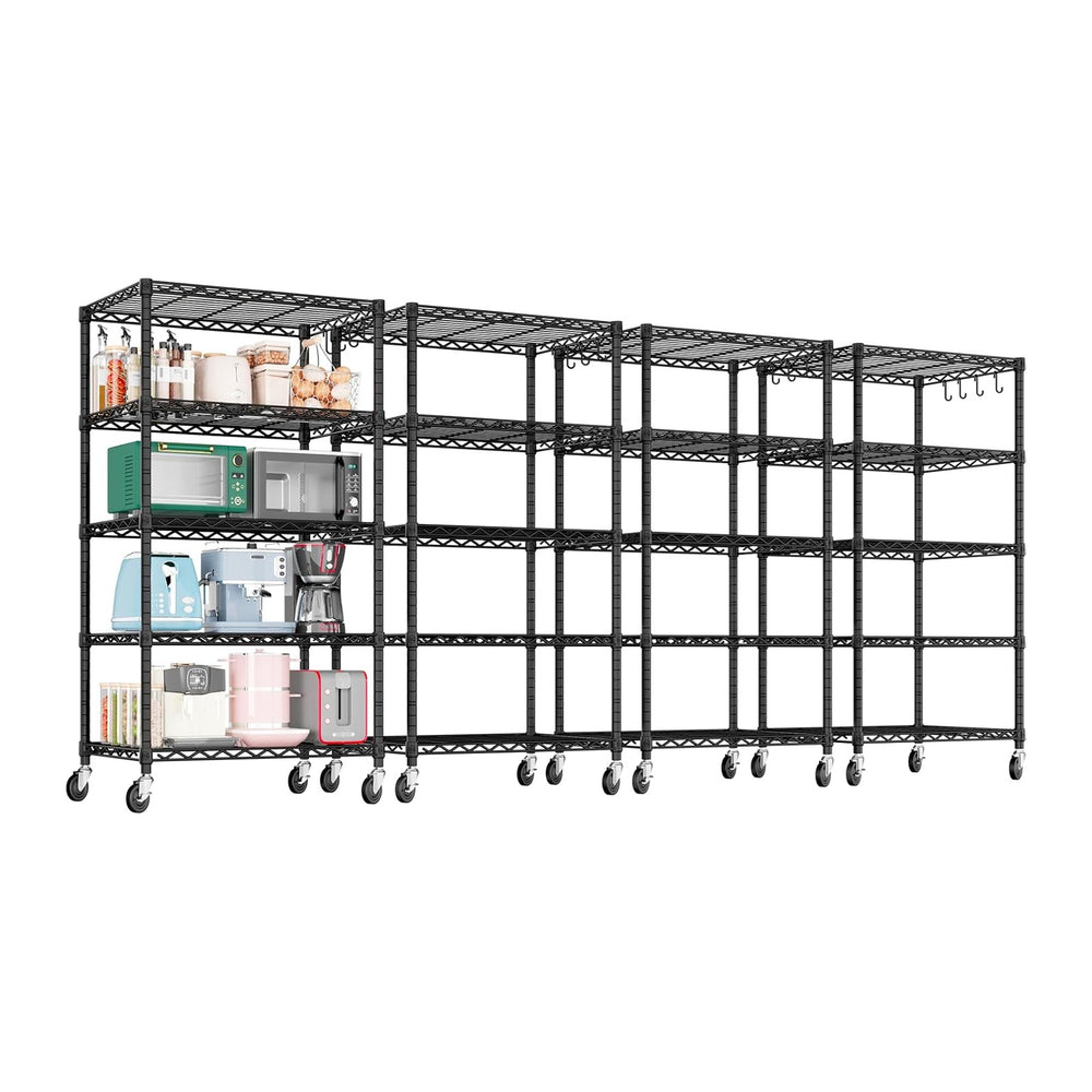 PrimeZone Wire Storage Rack with Wheels, 24"W x 18"D x 75"H Me...