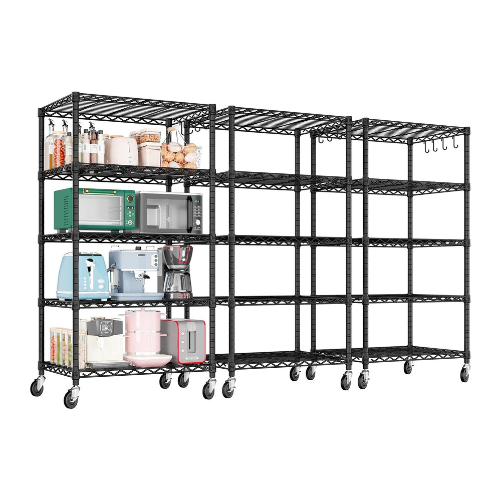 PrimeZone Wire Storage Rack with Wheels, 24"W x 18"D x 75"H Me...