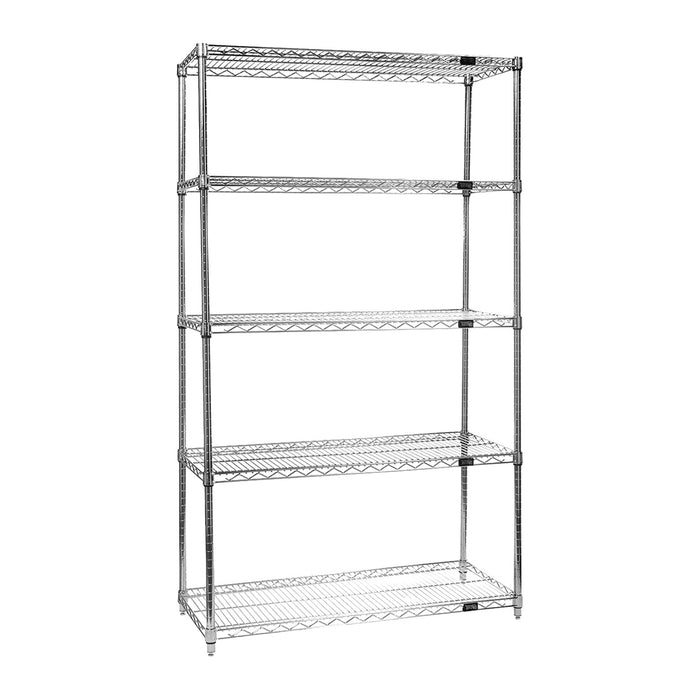 QUANTUM STORAGE SYSTEMS WR74-1836C Starter Kit for 74 inch High 4-Tier Wire Shelving Unit, Chrome Finish, 18 inch Width x 36 inch Length x 74 inch Height