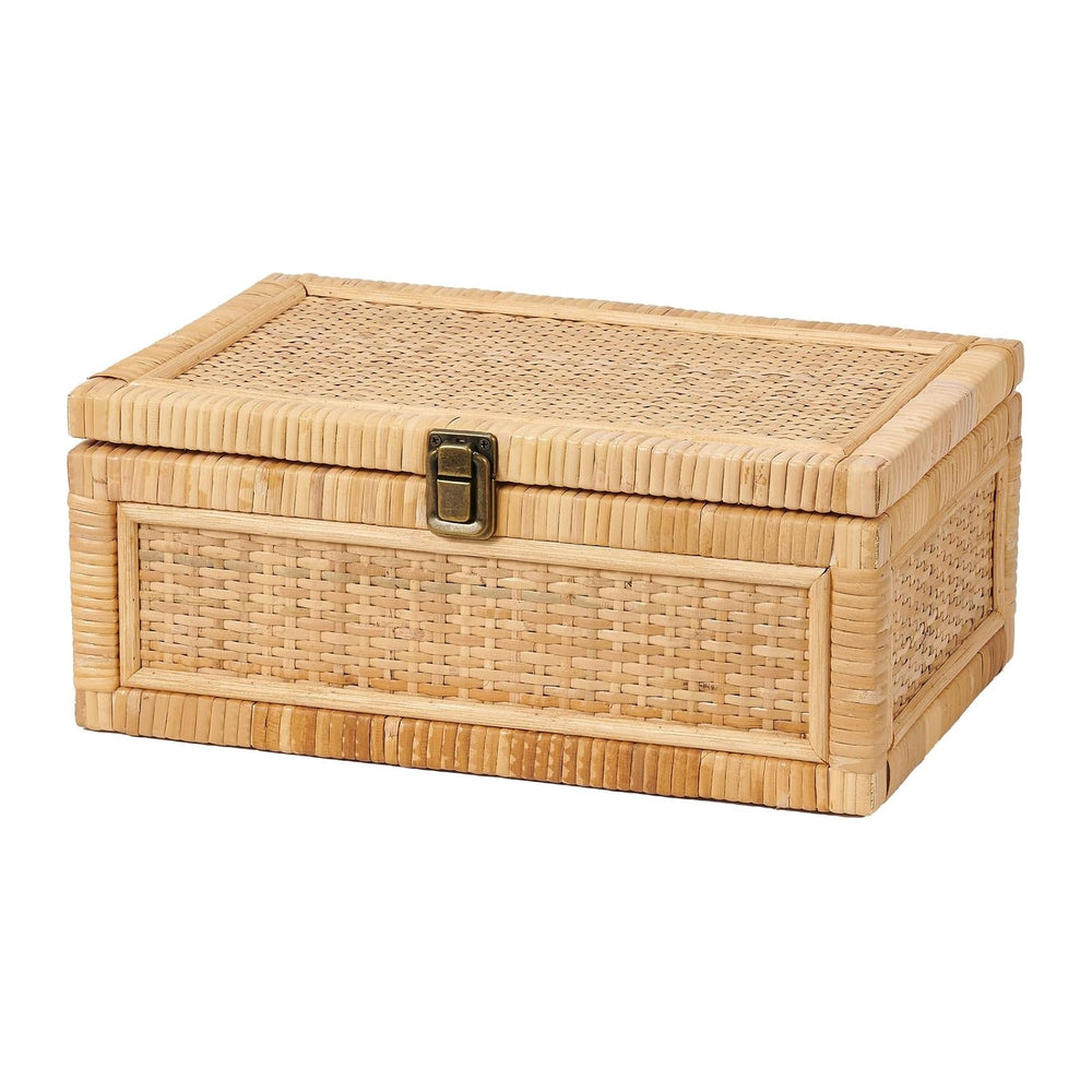Rattan Box with Lid Decorative Natural Handmade Boho Baskets