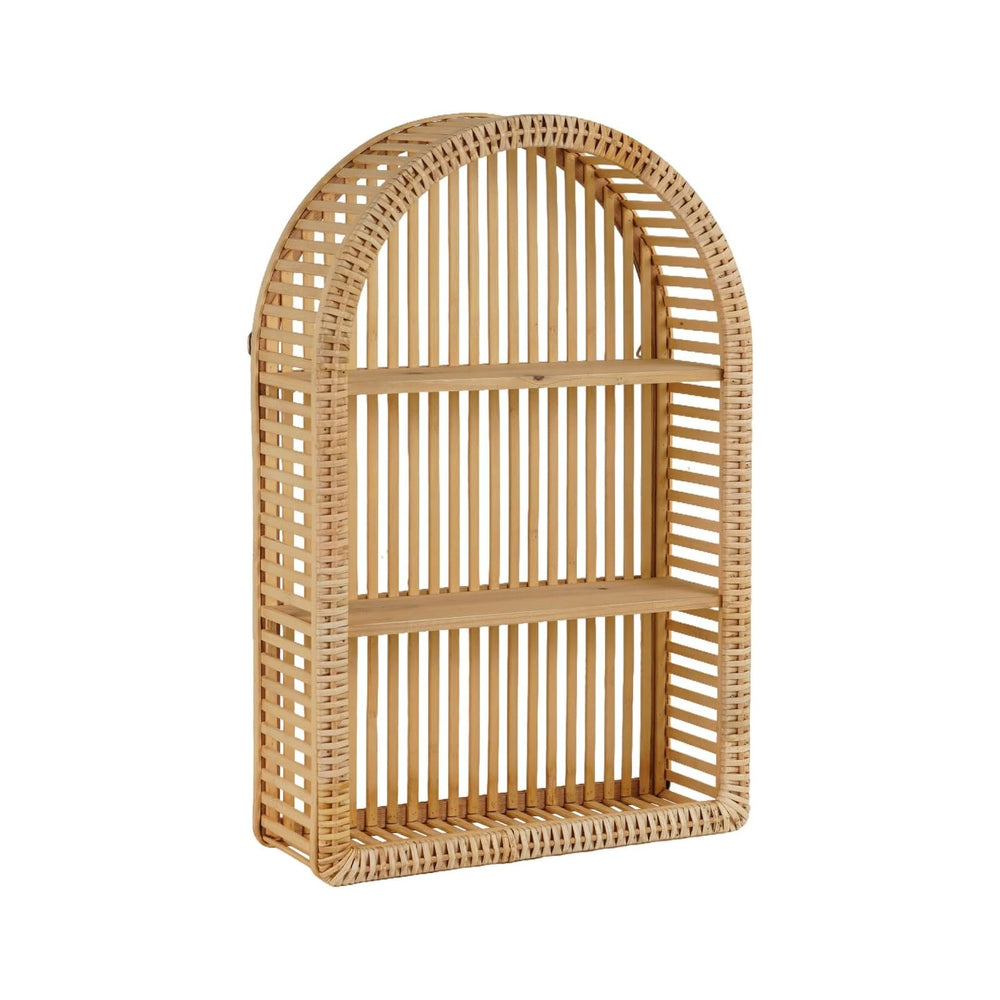 Rattan Wall Shelf - 3 Tier Boho Arch Hanging Shelves Handcraft Floating Shelf...