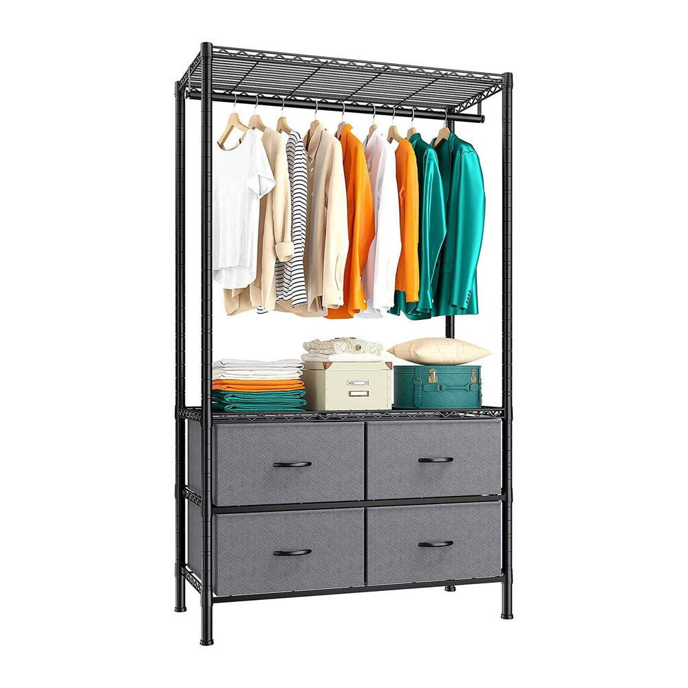 Raybee Clothes Rack, Heavy Duty Portable Closet for Bedroom,Dorm, 4 Drawers