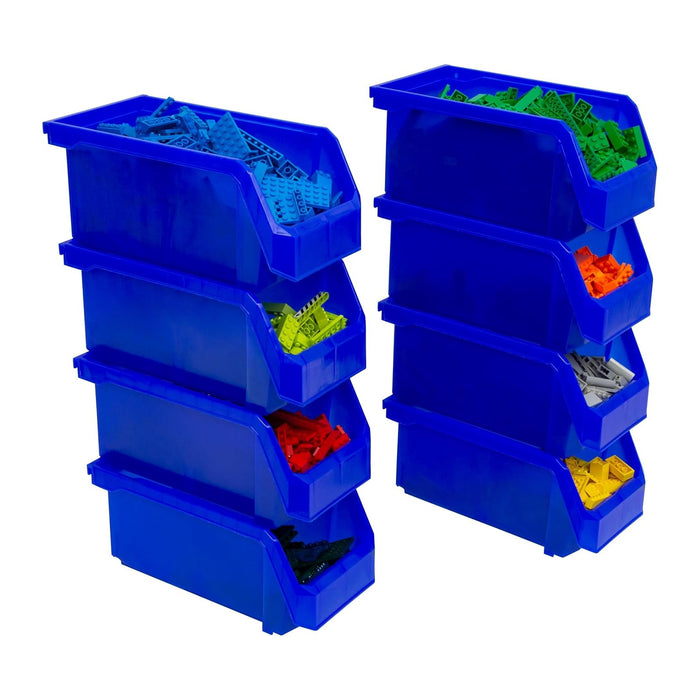 ReadySpace Medium Stackable Plastic Storage Bins, 8-Pack, Blue