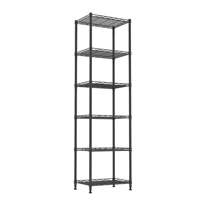 REGILLER 6 Wire Shelving Steel Storage Rack Adjustable Unit Shelves for Laundry Bathroom Kitchen Pantry Closet(Black,11.7" D x 16.8" W x 63" H)