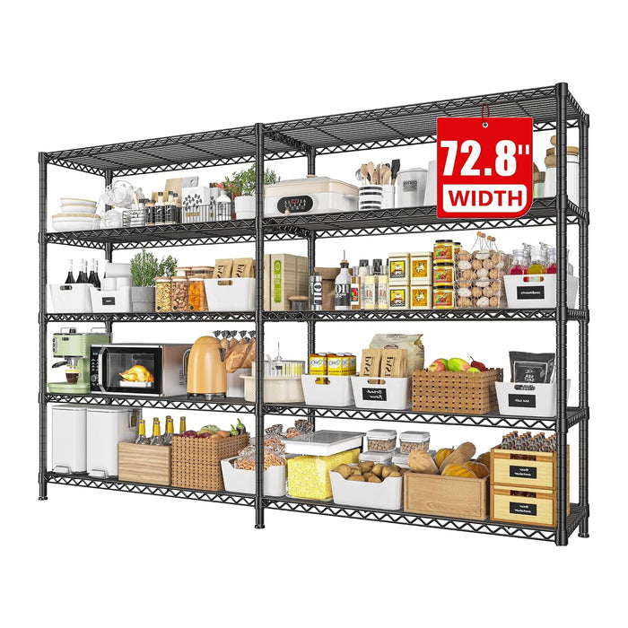 REIBII 72.8" W Storage Shelves Load 1600LBS, 5 Tier Metal Shelving Unit