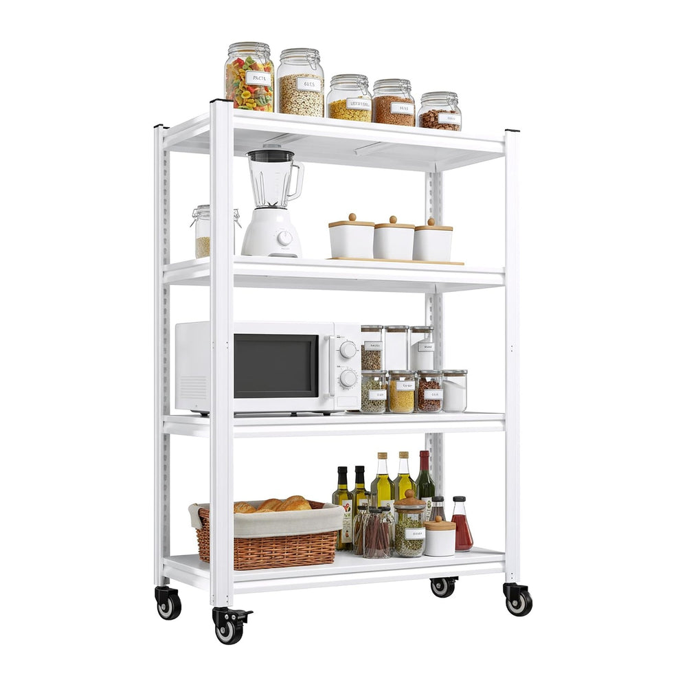 REIBII Adjustable Rolling Storage Shelve for Kitchen Pantry Closet Boutique