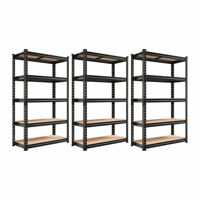 REIBII Set of 3 Storage Shelves 5 Tier Garage Shelving Heavy Duty Load 2000LBS, 60" H x 27.6" W x 11.8" D Adjustable Metal Shelving Unit, Utility Rack Shelf for Basement Pantry Shed Warehouse