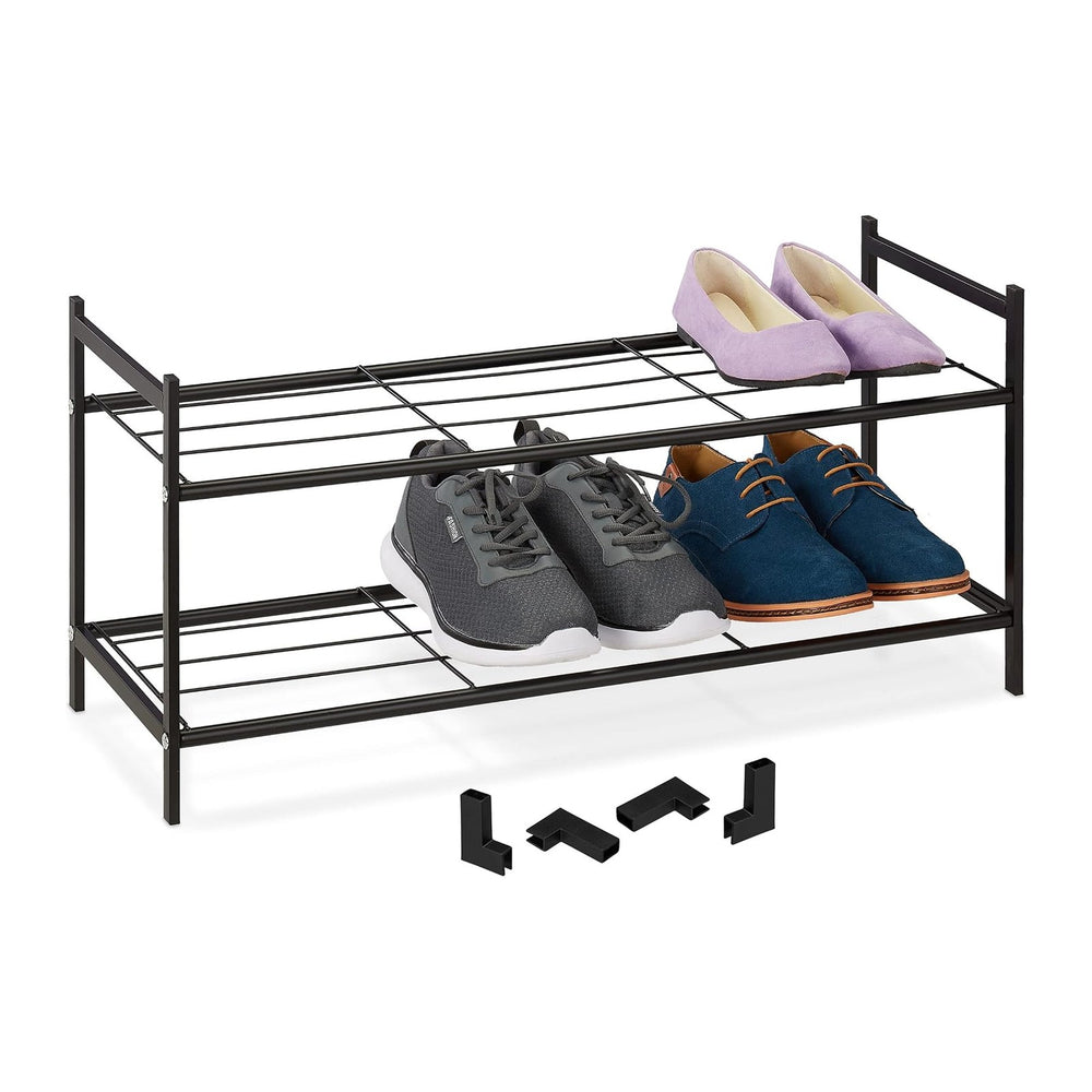 Relaxdays Metal Shoe Rack 2 Tier Stackable Hallway Shoe Rack HBT 33.5 x 70 x ...