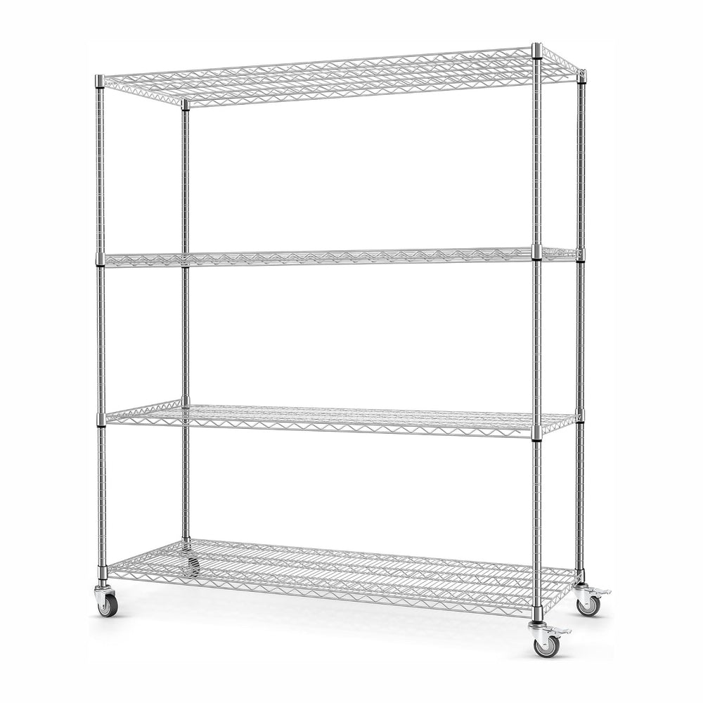 Rengue Heavy Duty Rolling Wire Shelving Unit with Wheels, 4-Tier Adjustable G...