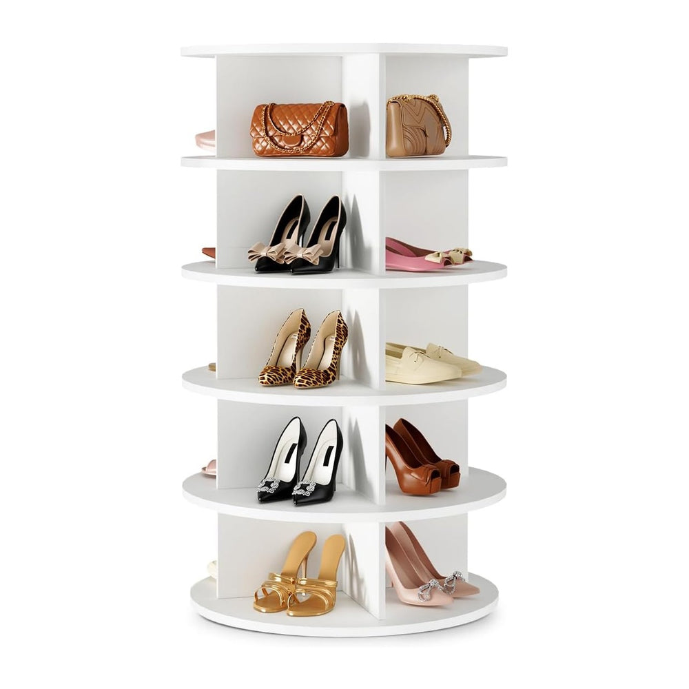 Rotating Shoe Rack 5 Tier Spinning Shoes Organizer Tower for 20-24 Pairs Lazy...