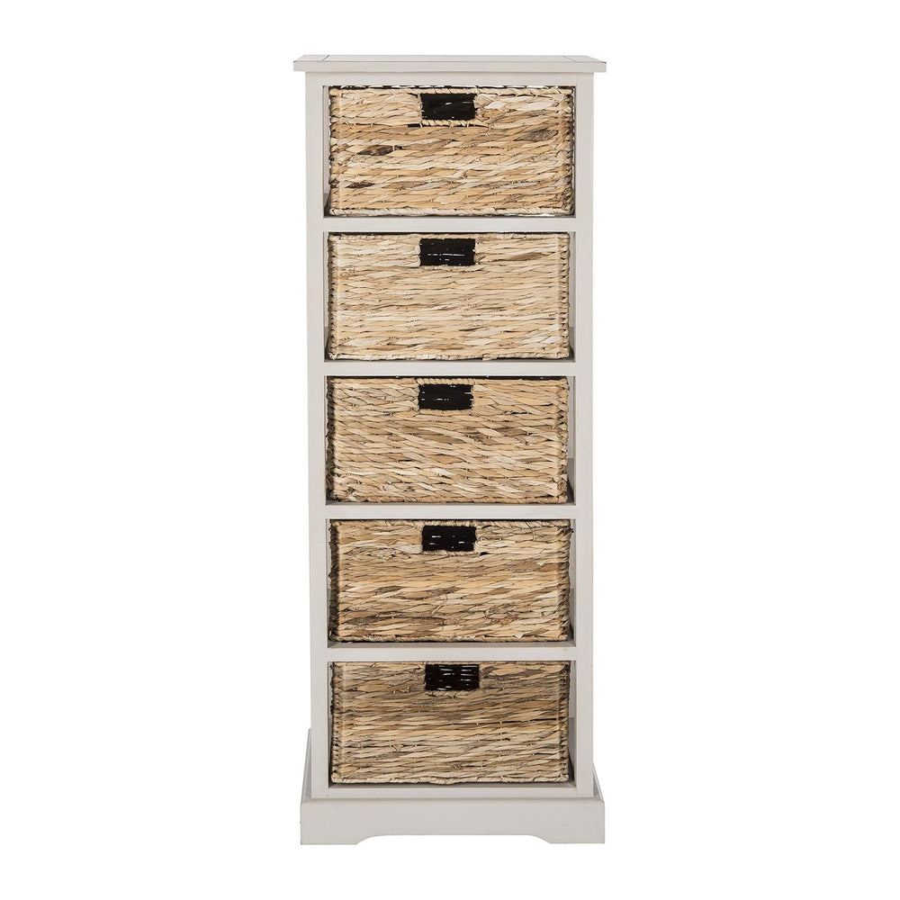 SAFAVIEH Furniture - Vedette 5-Basket Storage Tower - Vintage Grey - Solid Wo...