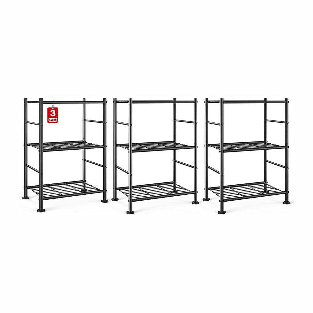 Sakugi 3-Pack Storage Shelves - 3-Tier Metal Wire Shelf Organizer, Slim Shelf...
