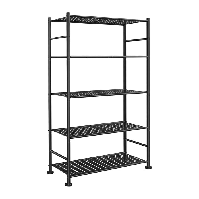 Sakugi 5-Tier Garage Shelving Unit - Heavy-Duty Metal Storage Shelves, Anti-Tip with Leveling Feet, Stable Storage for Kitchen, Pantry and Living Room Organization (Black, 30.7" x 10.6" x 58")