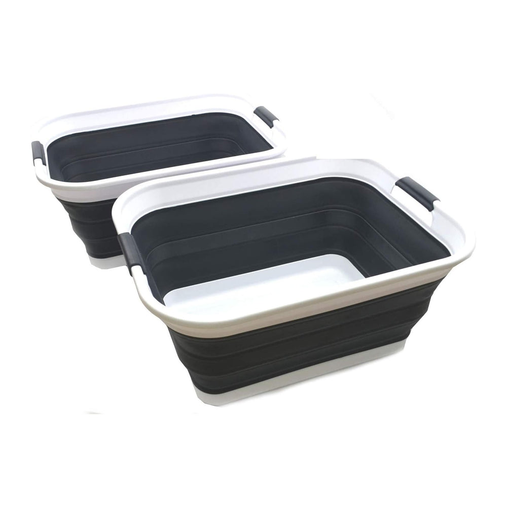 SAMMART 42L(11 gallon) Set of 2 Collapsible Plastic Laundry Basket-Foldable P...